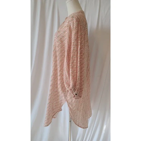 Anthropologie Maeve Womens Orange Multi Lena Yarn Dyed Oversized Tunic Top Large - Picture 8 of 11